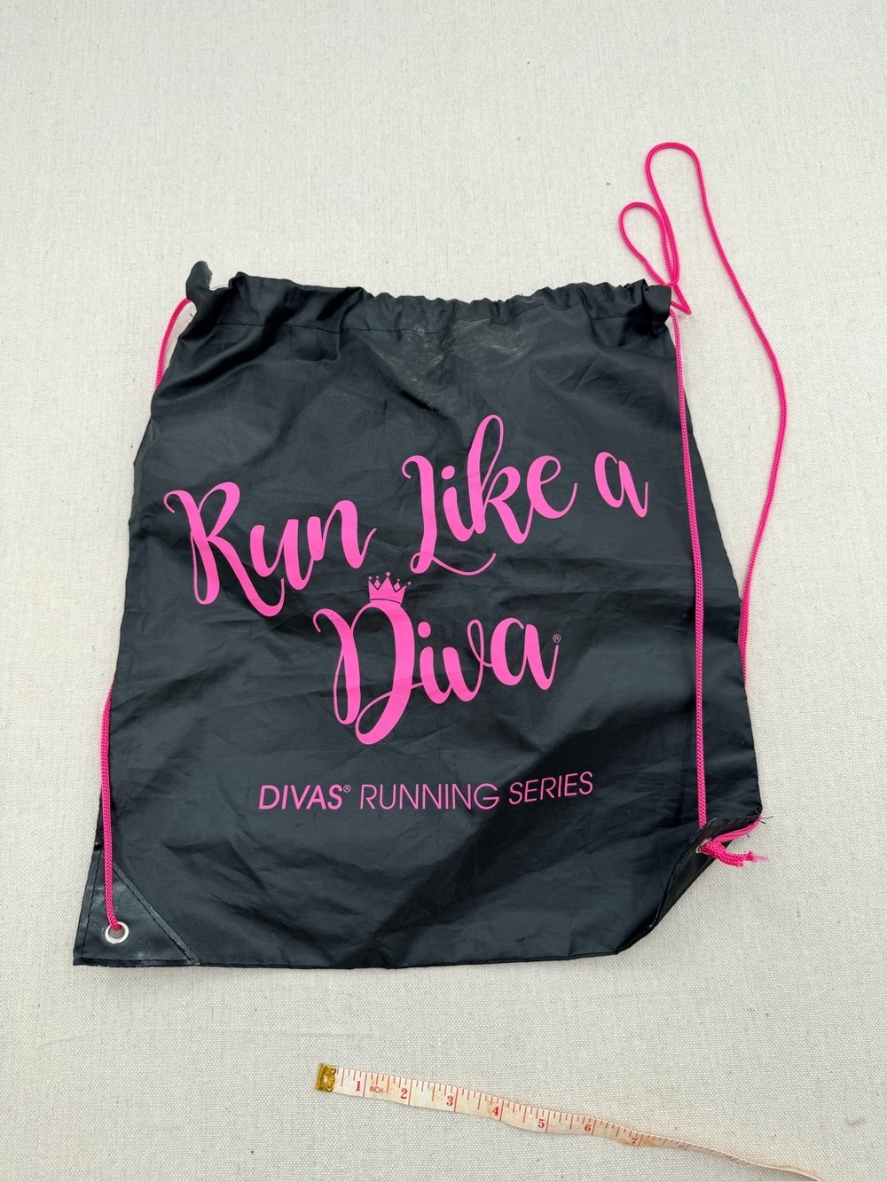 Divas Run Like a Diva Black & Pink Drawstring Backpack